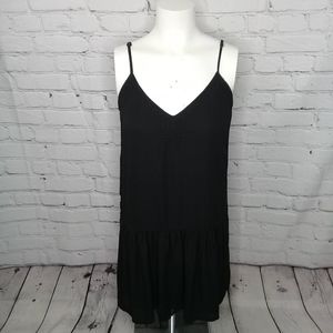 Alya Black Babydoll Drop Waist Spaghetti Strap Crochet Accent Short Dress Small